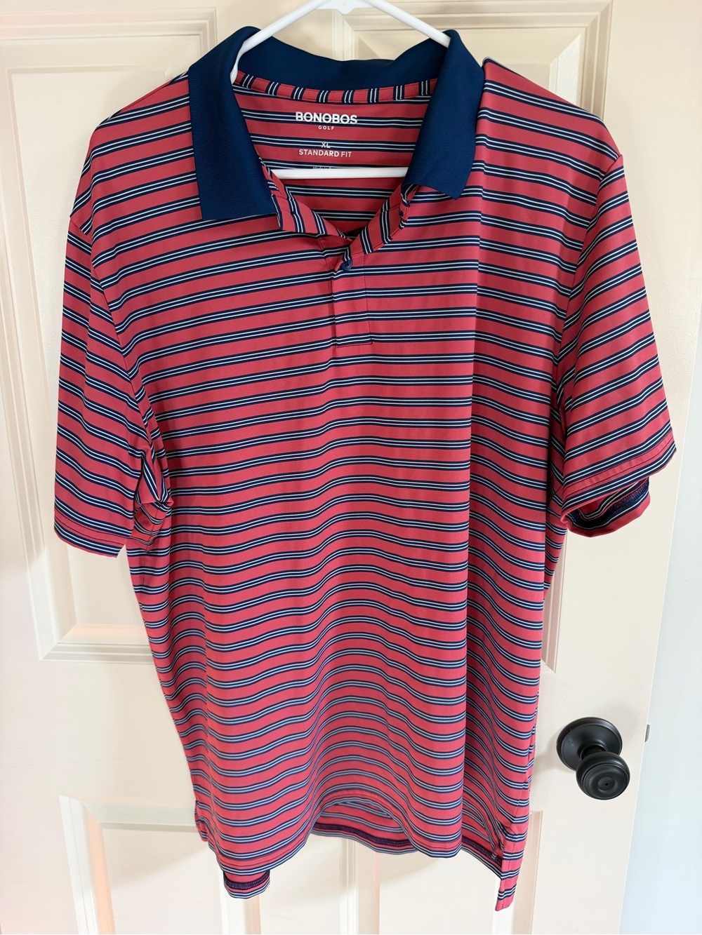 Bonobos Men's Red and Navy Striped Polo